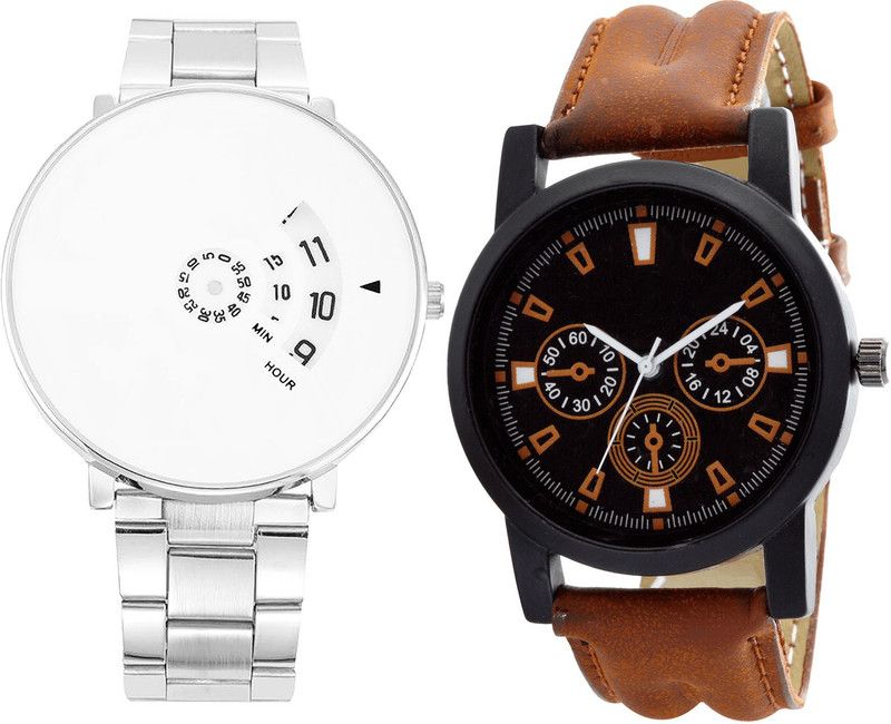 combo watch Analog Watch - For Girls Collection Analogue Silver And Brown Color Boys And Men Watch - B82-B30 (Combo Of 2 )