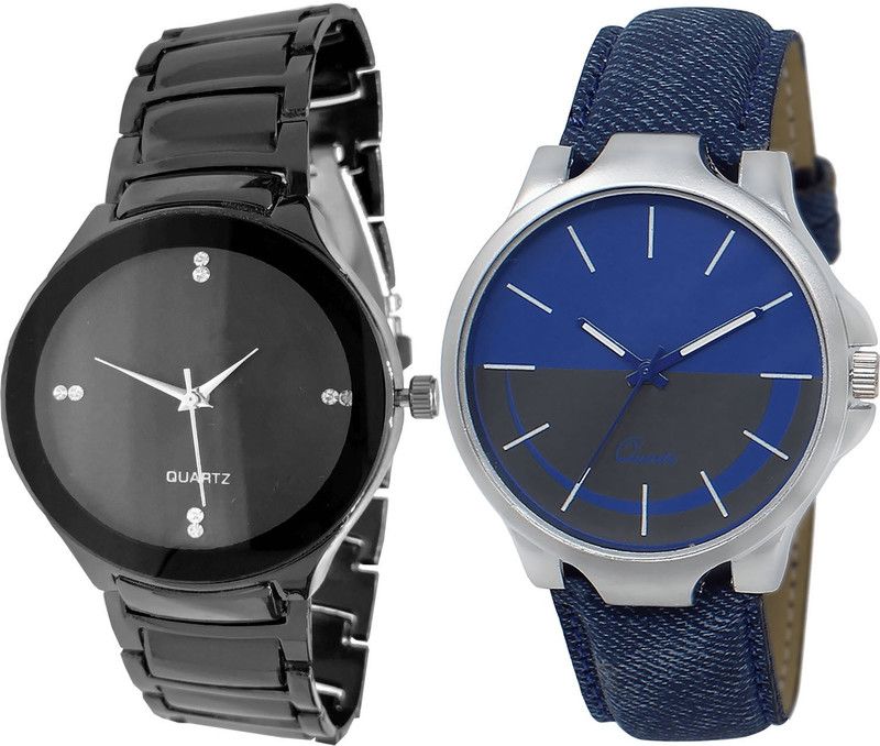 combo watch Analog Watch - For Girls Best Professional Analogue Black And Blue Color Boys And Men Watch - B67-BL46.24 (Combo Of 2 )