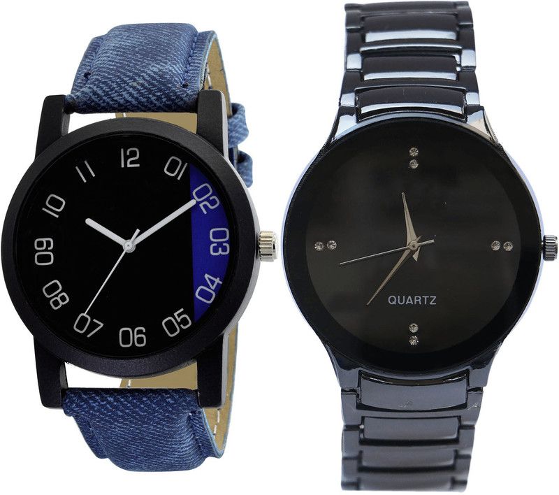 combo watch Analog Watch - For Girls Classical Quartz Analogue Blue And Black Color Boys And Men Watch - B37-B67 (Combo Of 2 )