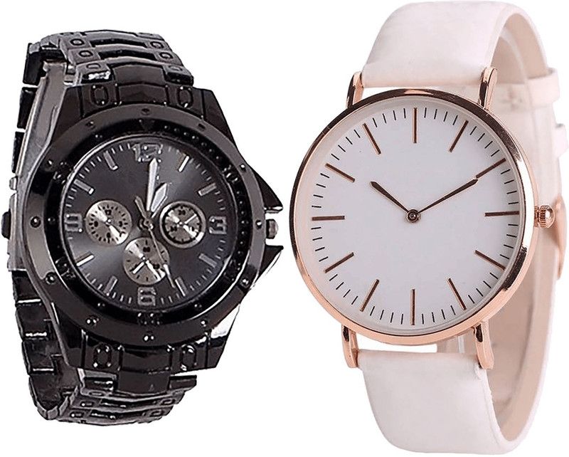 combo watch Analog Watch - For Girls Treading High Quality Analogue Black And White Color Boys And Men Watch - B70-B63 (Combo Of 2 )