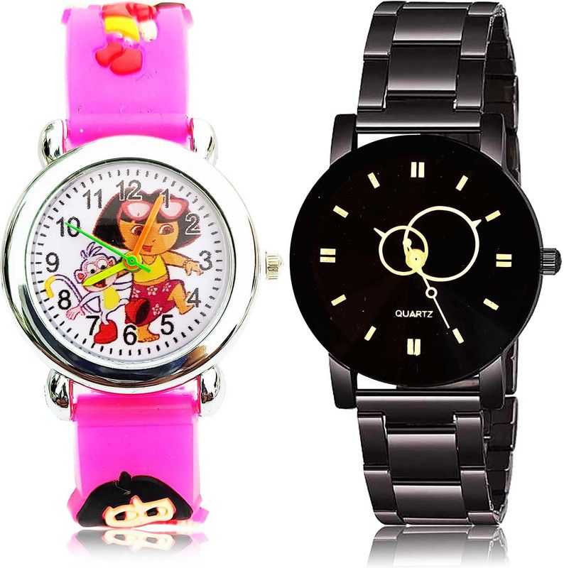 combo watch Analog Watch - For Girls Best Professional Dora The Explorer Kids And Crystal Shape Glass 2 Watch Combo For Girls And Women - GC196-G521