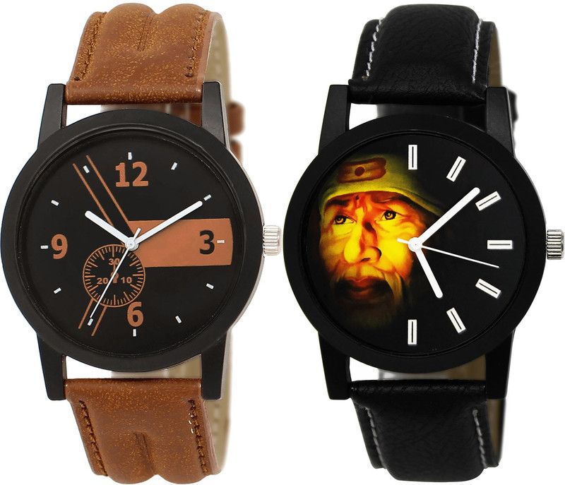 combo watch Analog Watch - For Girls New Collegian Sai Baba Analogue Brown And Black Color Boys And Men Watch - BL46.1-B123 (Combo Of 2 )