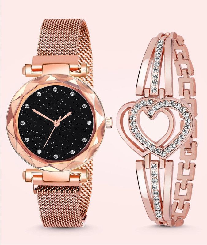 Analog Watch - For Girls MAGNET -2 HAD-COMBO-ROSE GOLD