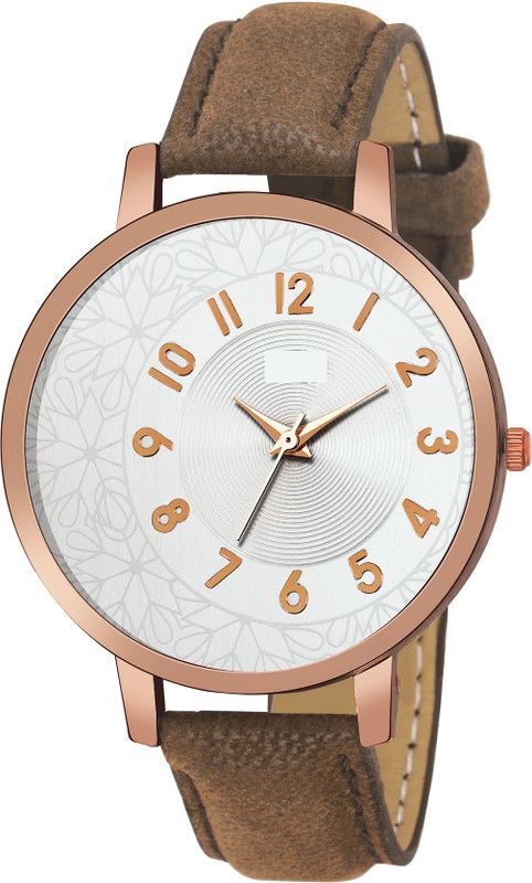 Analog Watch - For Men New Juliet Designer Black Dial Light Brown Belt Watch For Girls & Women