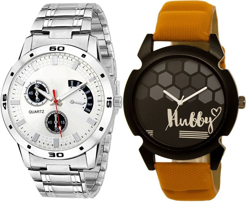 combo watch Analog Watch - For Girls Best Party Wedding Hubby Analogue Silver And Brown Color Boys And Men Watch - B85-BL46.32 (Combo Of 2 )