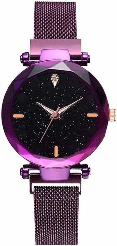 irls Fashion Clock Mysterious Blue Lady Analog Watch - For Women Megnetic Strap Purpal Watch For Girls And Women