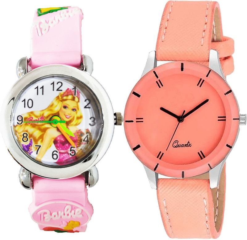 combo watch Analog Watch - For Girls Latest Love Barbie Doll Analogue Pink And Red Color Girls And Women Watch - G321-G270 (Combo of 2 )