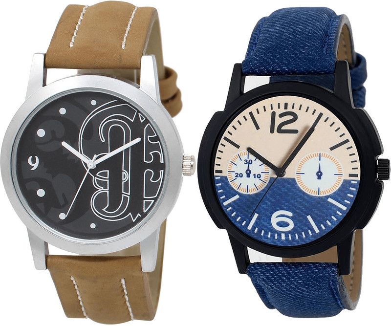 combo watch Analog Watch - For Girls New Designer Analogue Brown And Blue Color Boys And Men Watch - BL46.14-B10 (Combo Of 2 )