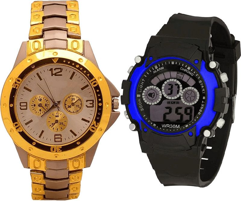 combo watch Analog Watch - For Girls Modern Traditional Kids Analogue Silver And Black Color Boys And Men Watch - B74-B2 (Combo Of 2 )