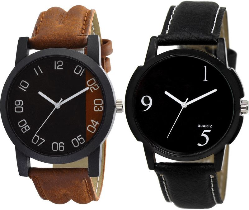 combo watch Analog Watch - For Girls Brand New Collection Analogue Brown And Black Color Boys And Men Watch - B36-BL46.6 (Combo Of 2 )