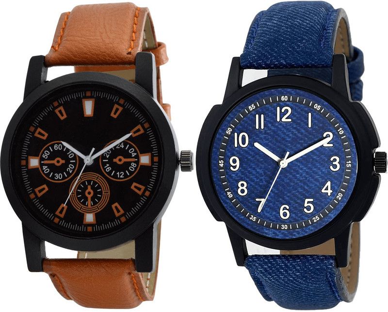 combo watch Analog Watch - For Girls Treading Love Analogue Brown And Blue Color Boys And Men Watch - B31-B8 (Combo Of 2 )
