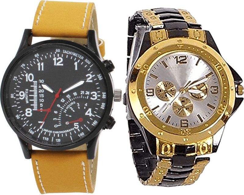 combo watch Analog Watch - For Girls Modish Wrist Analogue Brown And Black Color Boys And Men Watch - B42-B73 (Combo Of 2 )