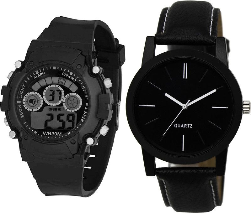 combo watch Analog Watch - For Girls Contemporary Tread Kids And Love Dad Analogue Black Color Boys And Men Watch - B1-BL46.5 (Combo Of 2 )