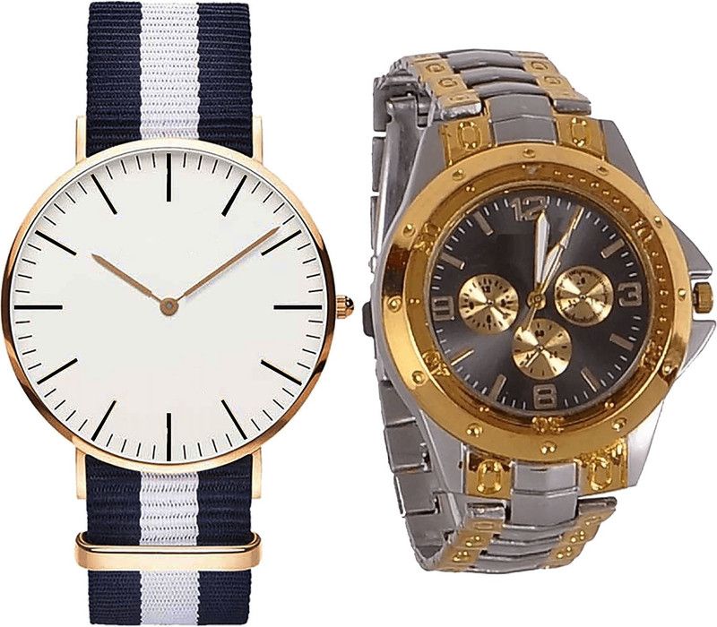 combo watch Analog Watch - For Girls Modern Gift Analogue Blue And Silver Color Boys And Men Watch - B109-B76 (Combo Of 2 )