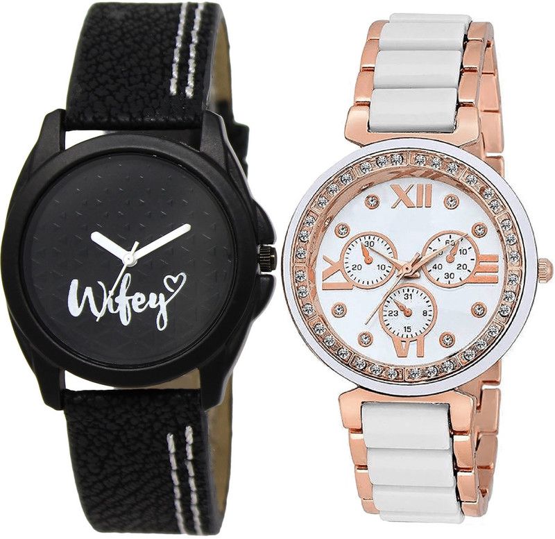 combo watch Analog Watch - For Girls Latest Gift Wife Analogue Black And White Color Girls And Women Watch - Gl234-G210 (Combo Of 2 )