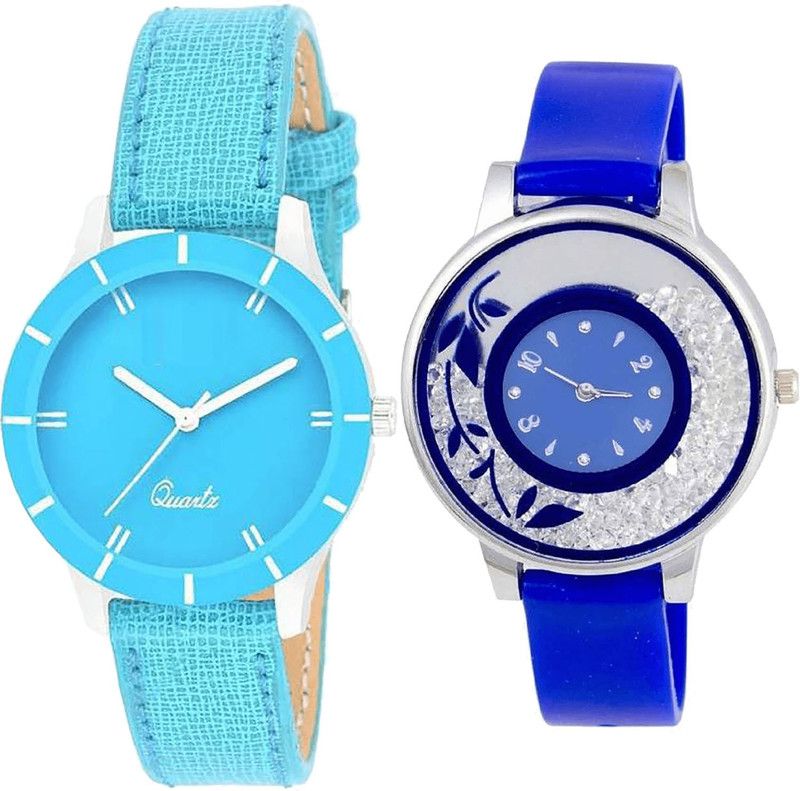 combo watch Analog Watch - For Girls Best Luxury Flower Analogue Blue Color Girls And Women Watch - G269-G87 (Combo of 2 )