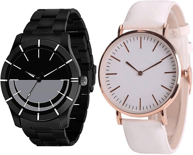 combo watch Analog Watch - For Men & Women Classical Rich Analogue Black And White Color Boys And Men Watch - B108-B63 (Combo Of 2 )