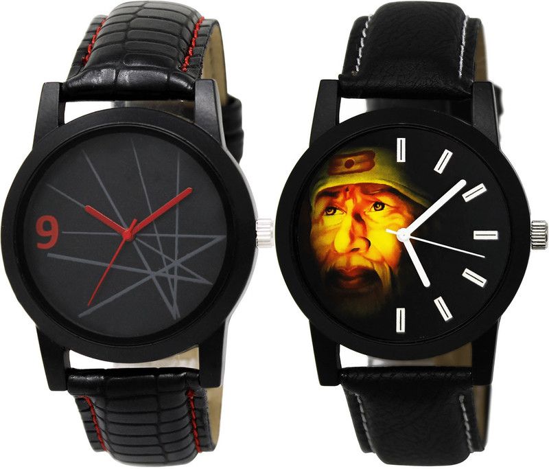 combo watch Analog Watch - For Girls Modern Stylish Sai Baba Analogue Black Color Boys And Men Watch - BL46.8-B123 (Combo Of 2 )