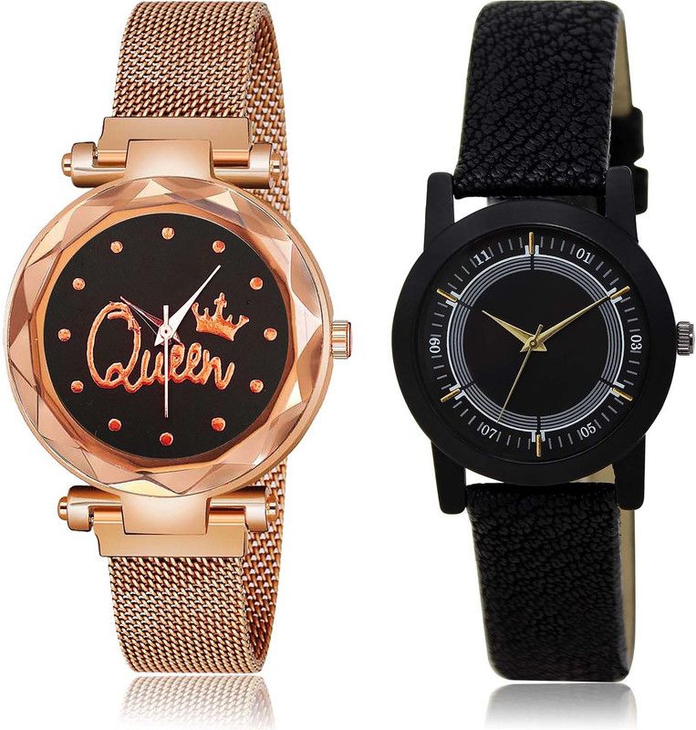 combo watch Analog Watch - For Women New Luxury Queen Magnet Chain And Wife 2 Watch Combo For Girls And Women - G538-GL252