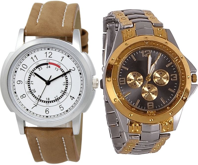 combo watch Analog Watch - For Girls Modish Analogue Analogue Brown And Silver Color Boys And Men Watch - BL46.17-B76 (Combo Of 2 )