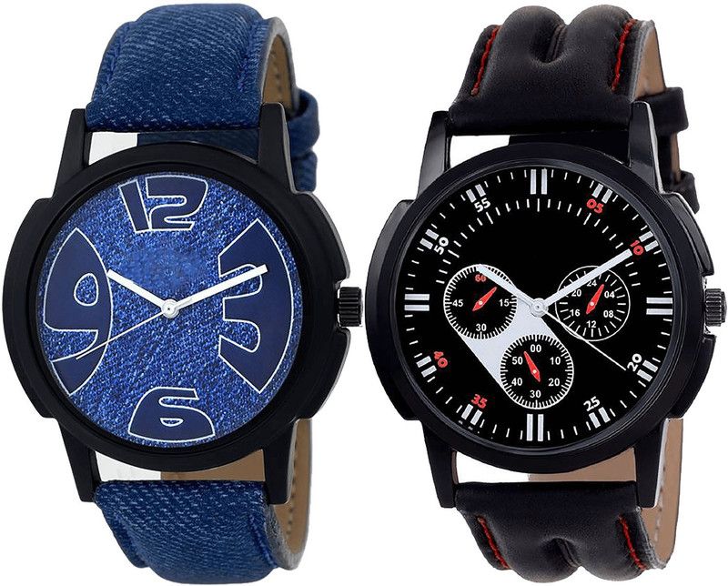 combo watch Analog Watch - For Girls New Luxury Analogue Blue And Black Color Boys And Men Watch - B9-B104 (Combo Of 2 )