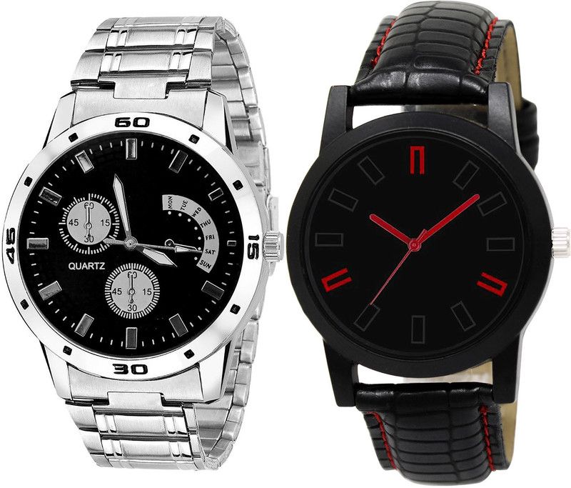 combo watch Analog Watch - For Girls Treading Technology Analogue Silver And Black Color Boys And Men Watch - B83-B28 (Combo Of 2 )