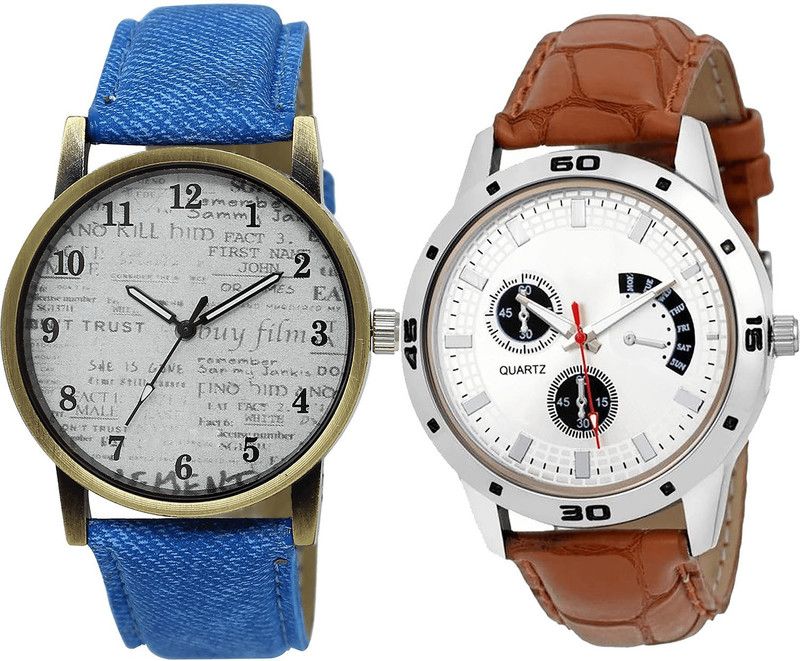 combo watch Analog Watch - For Girls Brand New Analogue Analogue Blue And Brown Color Boys And Men Watch - BL46.28-B52 (Combo Of 2 )