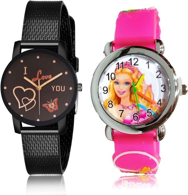 combo watch Analog Watch - For Girls New Partywear I Love You And Doll Kids 2 Watch Combo For Girls And Women - G530-GC38