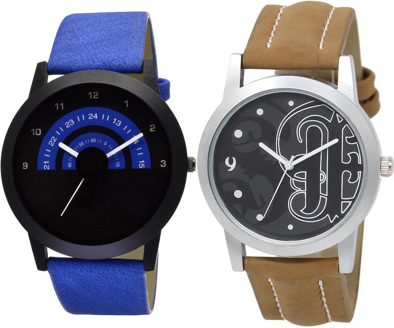 combo watch Analog Watch - For Girls Classical Style Analogue Blue And Brown Color Boys And Men Watch - B47-BL46.14 (Combo Of 2 )