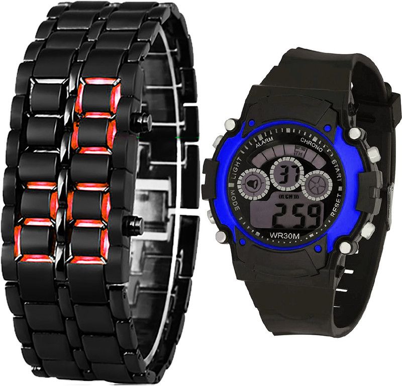 combo watch Analog Watch - For Girls Modern High Quality Led Matel And Kids Analogue Black Color Boys And Men Watch - B127-B2 (Combo Of 2 )