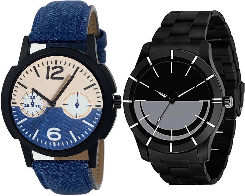 combo watch Analog Watch - For Girls Contemporary Professional Analogue Blue And Black Color Boys And Men Watch - B10-B108 (Combo Of 2 )