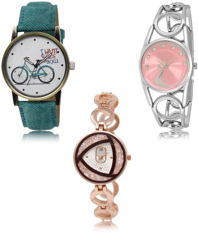 Latest Set of 3 Stylish Attractive Professional Designer Combo Analog Watch - For Women LR-229-233-238 Premium Quality Collection