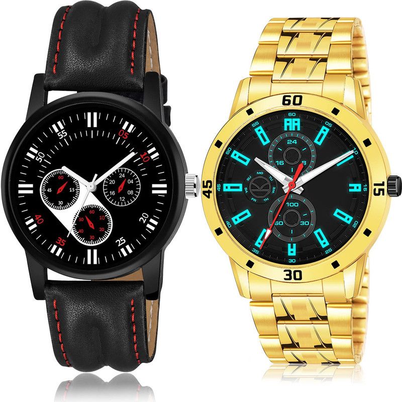 Analog Watch - For Men Modern Valentine 2 Watch Combo For Boys And Men - B104-(63-S-21)