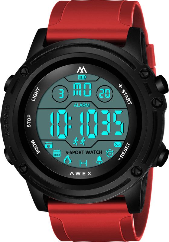 Digital Watch - For Men 1002_RED DIAL BLUE STRAP DIGITAL WATCH