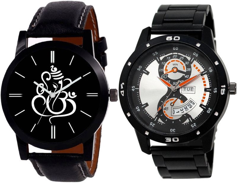 combo watch Analog Watch - For Girls Brand New Technology Ganpati And Day And Date Analogue Black Color Boys And Men Watch - B27-BL46.107 (Combo Of 2 )