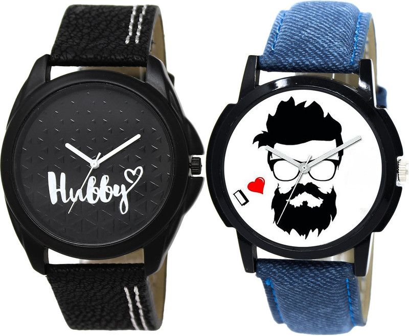 combo watch Analog Watch - For Girls New Present Hubby And Beard Style Analogue Black And Blue Color Boys And Men Watch - BL46.31-B12 (Combo Of 2 )