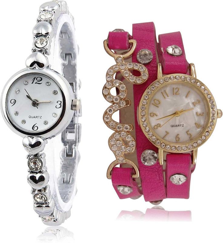 combo watch Analog Watch - For Girls Contemporary Royal Stone And Love Valentine Combo Watch For Girls And Women - G453-G204