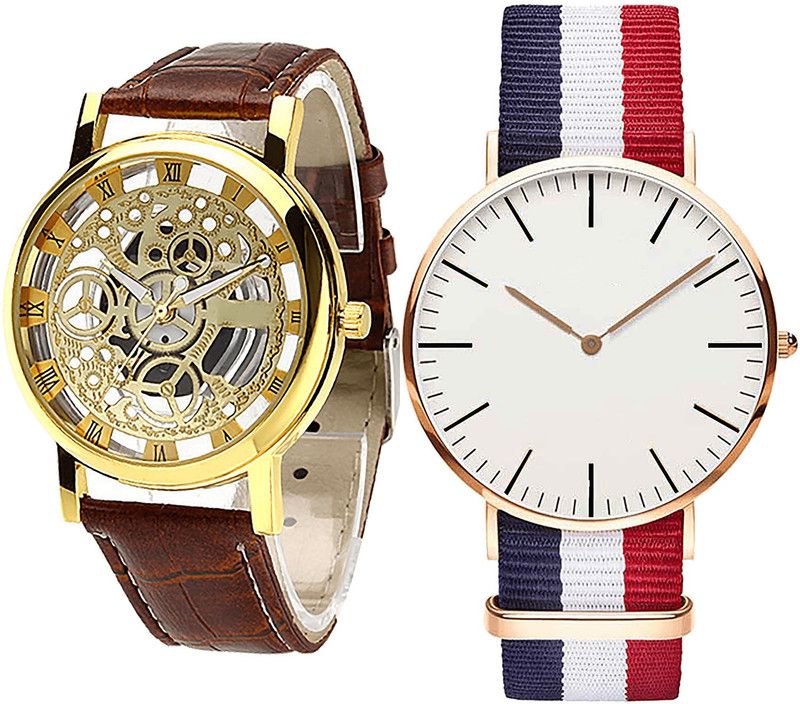 combo watch Analog Watch - For Girls Modern Royal Open Analogue Brown And Red Color Boys And Men Watch - B45-B50 (Combo Of 2 )