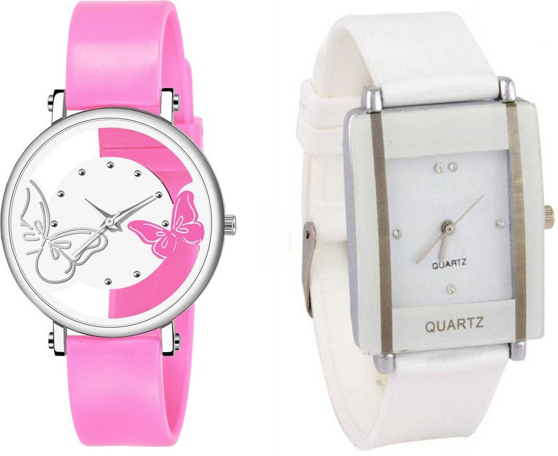 Analog Watch - For Women New Designer Dual White And Pink Color Dual Batterfly Watch