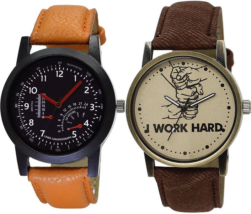 combo watch Analog Watch - For Girls Contemporary Present I Work Hard Analogue Brown Color Boys And Men Watch - B29-BL46.29 (Combo Of 2 )