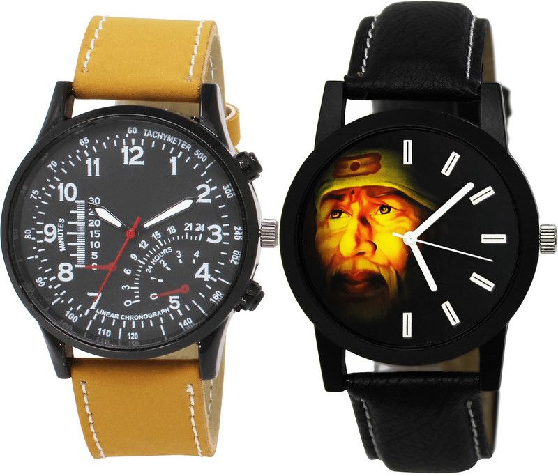 combo watch Analog Watch - For Girls Classical Collegian Sai Baba Analogue Brown And Black Color Boys And Men Watch - B42-B123 (Combo Of 2 )