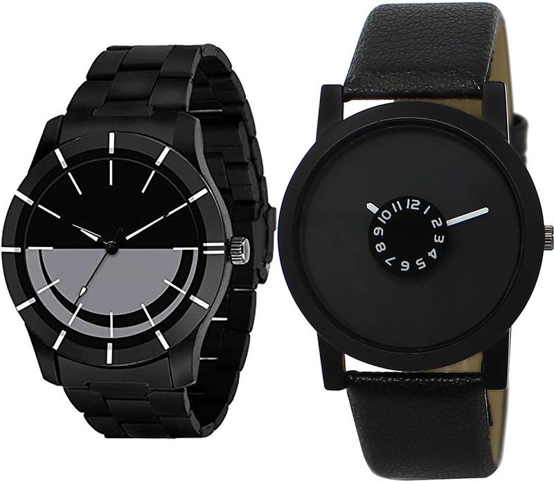 combo watch Analog Watch - For Girls Latest Luxury Analogue Black Color Boys And Men Watch - B108-BL46.25 (Combo Of 2 )