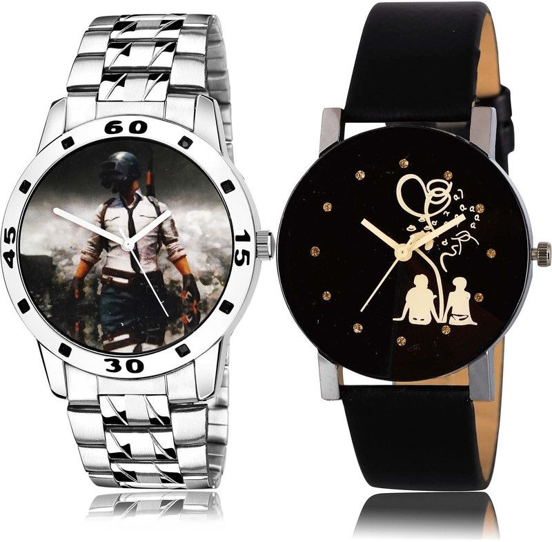 combo watch Analog Watch - For Boys Treading Italian Designer Pubg Military Army Chain Watch And Couple Love Watch - B505-B138 (Combo Of 2 )