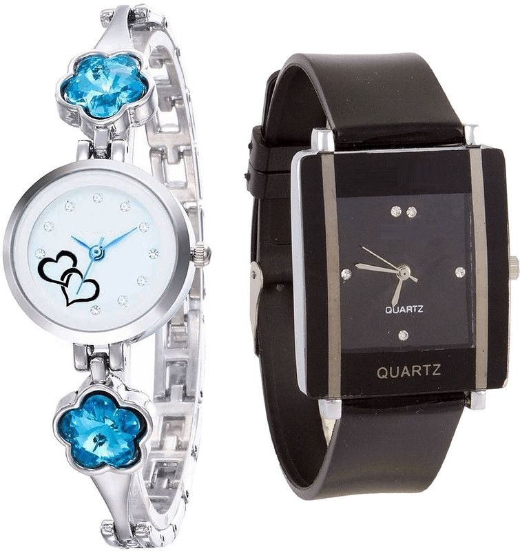 combo watch Analog Watch - For Girls Classical Professional Love Valentine Analogue Silver And Black Color Girls And Women Watch - G432-G12 (Combo of 2 )