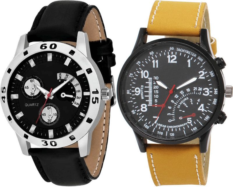 combo watch Analog Watch - For Girls Contemporary Royal Analogue Black And Brown Color Boys And Men Watch - B58-B42 (Combo Of 2 )