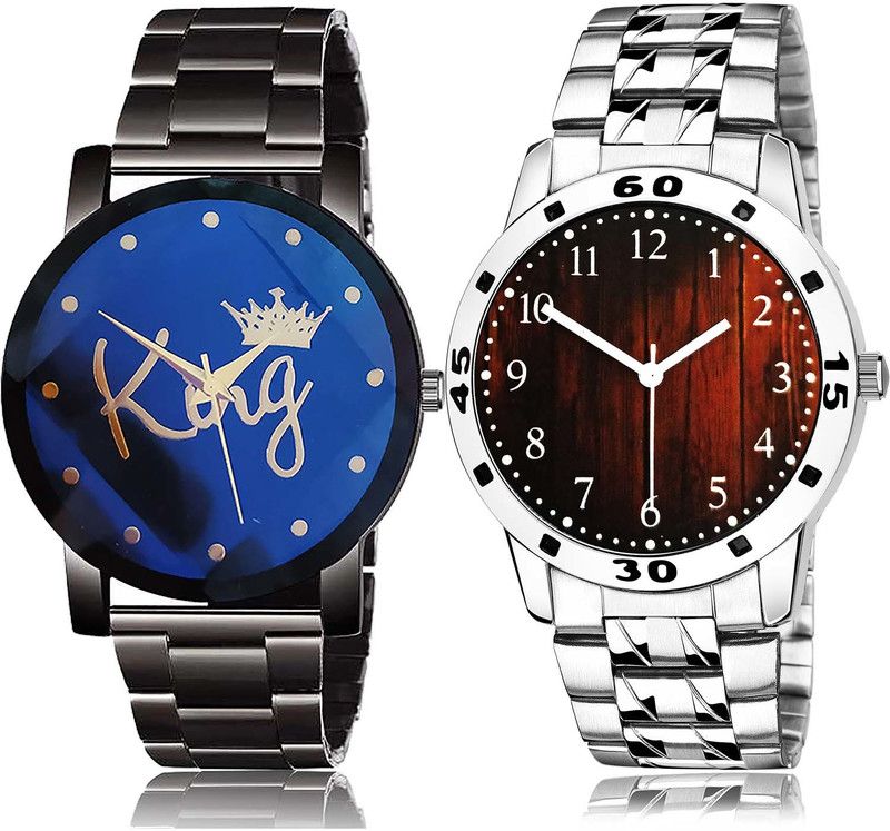 combo watch Analog Watch - For Men Classical Luxury King Chain And Wood Texture Chain Watch Combo Watch For Boys And Men - BC11-B660