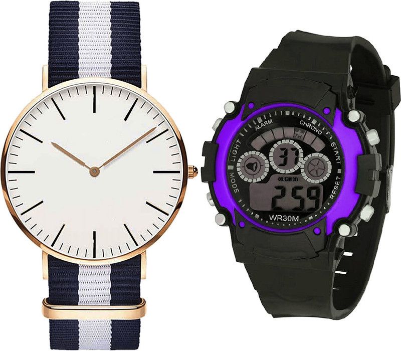 combo watch Analog Watch - For Girls Brand New Quartz Kids Analogue Blue And Black Color Boys And Men Watch - B109-B133 (Combo Of 2 )