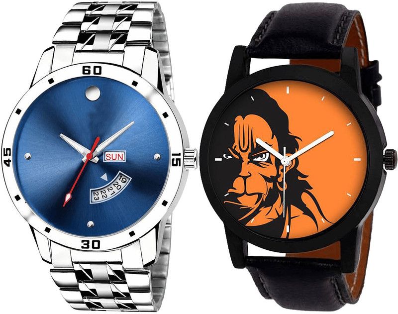 combo watch Analog Watch - For Girls Collegian Day And Date And Hanuman Analogue Silver And Black Color Boys And Men Watch - BL46.105-B26 (Combo Of 2 )