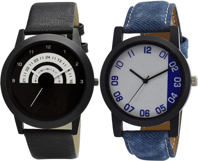 combo watch Analog Watch - For Girls New Fancy Analogue Black And Blue Color Boys And Men Watch - B48-B40 (Combo Of 2 )