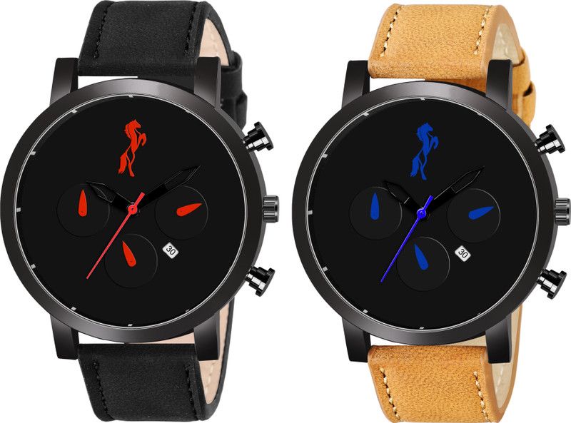 Analog Watch - For Men SY COMBO M1 BD BLK RED BD BRW BLU